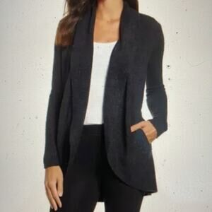 Barefoot Dreams Black Cozy Chic Lite Circle Cardigan Medium
